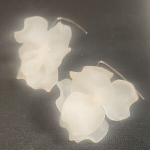 Elegant White Origami Floral Earrings